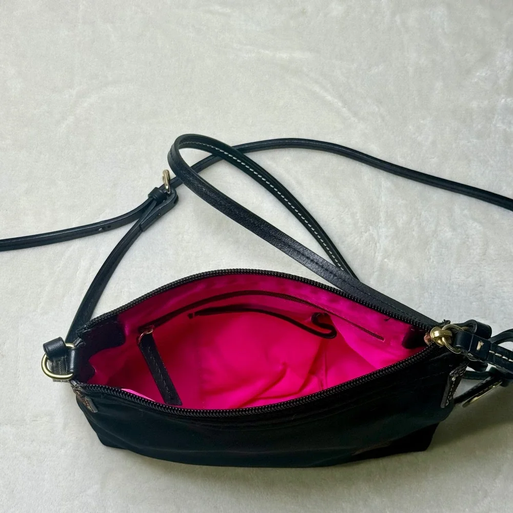 Dooney & Bourke Crossbody Bag Small Black Purse Nylon Leather Pink Preppy Y2K